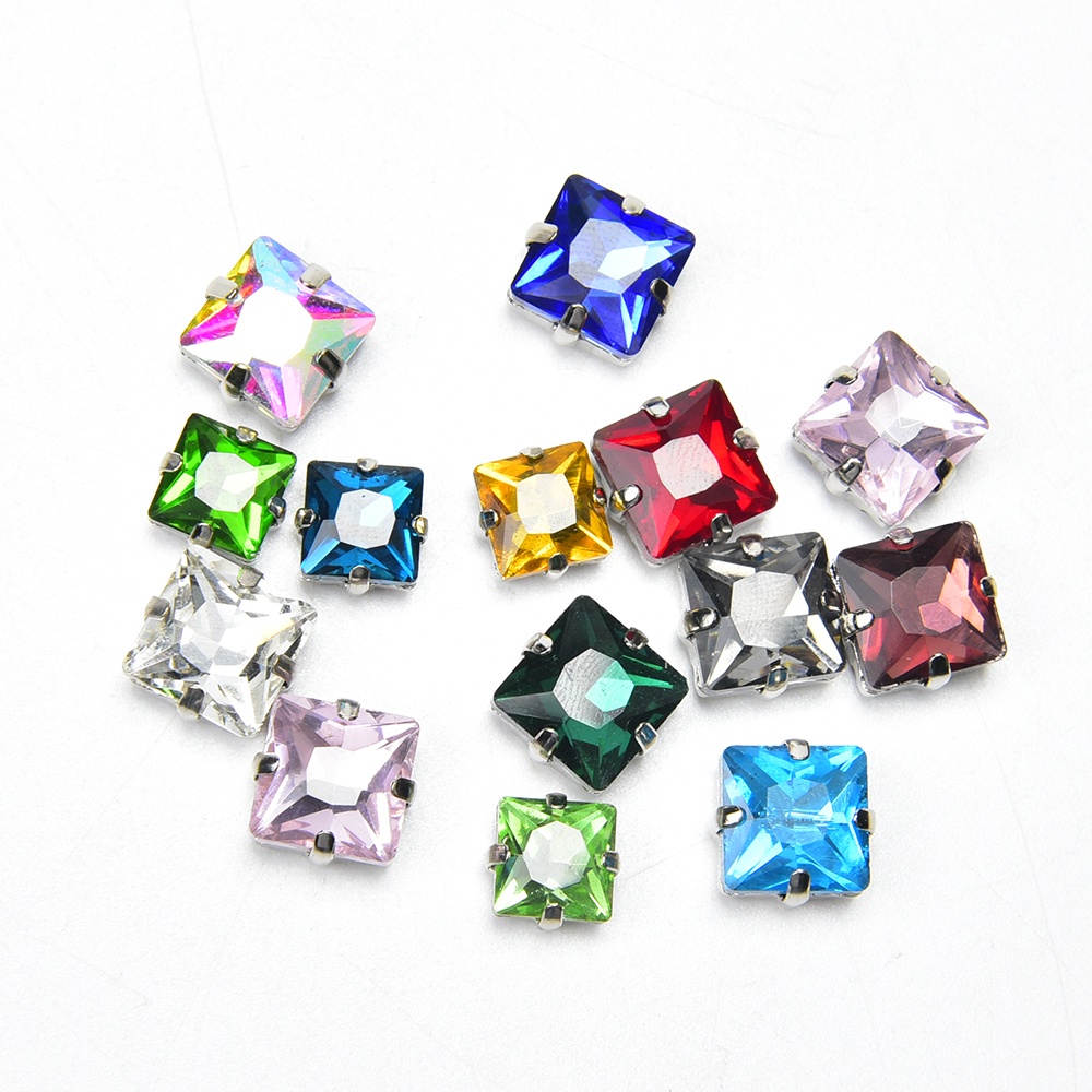 30 ชิ้นหลวมลูกปัดสแควร์คริสตัลหินทอง/เงิน Claw คุณภาพสูงเย็บมือบน rhinestone DIY เสื้อผ้ารองเท้ากระเป๋าอุปกรณ์เครื่องประดับ