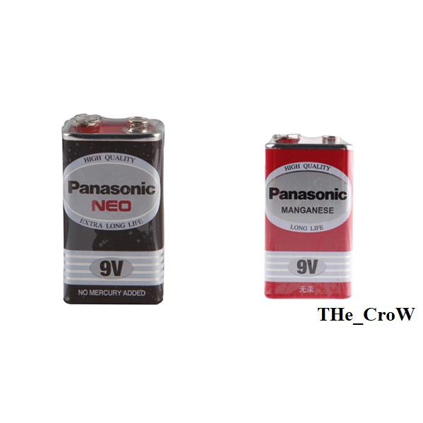 [ถ่าน 9V] Panasonic NeO Extra long life (ดำ) &amp;&amp; Panasonic Manganese long life (แดง)