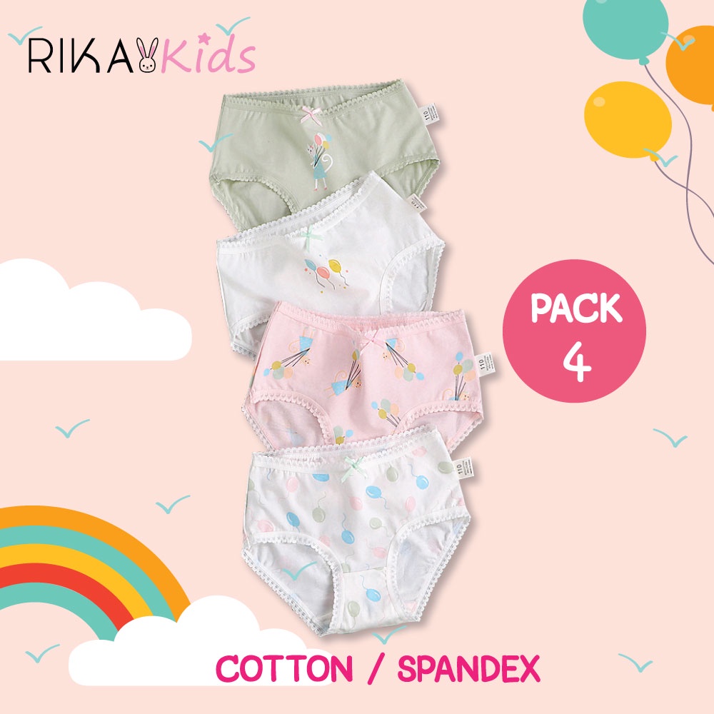 RIKA กางเกงใน ดญ AA2011(แพค 4 ตัว) ใส่สบาย ไม่เข้าวิน เนื้อผ้าCotton ที่นุ่มยืดหยุ่นดี AA2013 AA2014 A8010ไม่อับชื้น