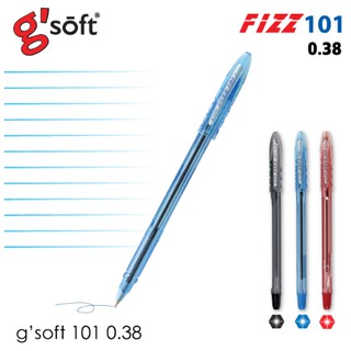 ปากกาลูกลื่น gsoft fizz 101 หัว 0.38 ปากกาน้ำเงิน ปากกาดำ ปากกา