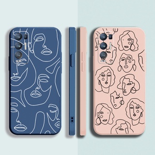 เคสโทรศัพท์มือถือ ขอบสี่เหลี่ยม ป้องกันเลนส์กล้อง ลายเส้นใบหน้า สําหรับ OPPO Reno6 Z 5G Reno 5 Pro 4 4G 3 Reno2 Z F