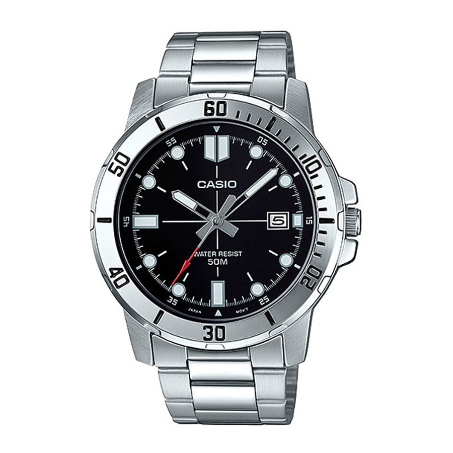 Casio Standard นาฬิกาข้อมือผู้ชาย สายสแตนเลส รุ่น MTP-VD01,MTP-VD01D,MTP-VD01D-1E - สีเงิน