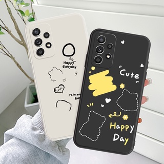 เคสโทรศัพท์มือถือแบบนิ่ม ขอบตรง ลายหมีน่ารัก เรียบง่าย สําหรับ OPPO A9 A5 2020 A11 A5S A12 A7 A3S A15 A15S A35 A16 A16S F11 A31 A8 A32 A57 A39 A54 A33 A53 F5 Youth