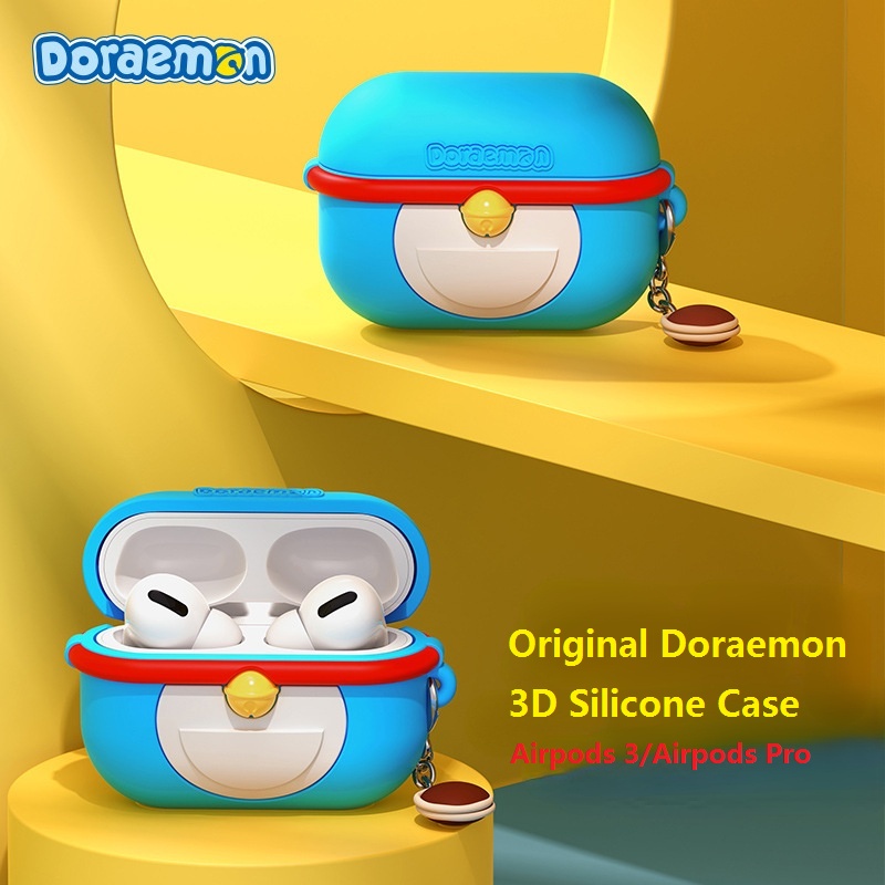 Doraemon ตัวอักษร 3D เคสซิลิโคนอ่อนนุ่มสําหรับ Apple Airpods 4/Airpods Pro 2/Huawei Freebuds Pro 2/Freebuds 4 เคสกันกระแทกพร้อมจี้