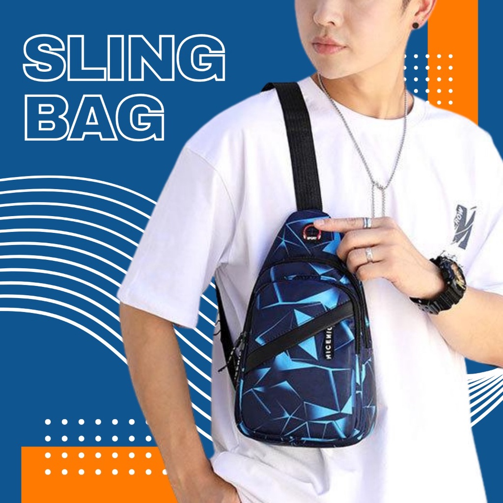 Canel&Co กระเป๋าสะพายชาย คาดอก 2ซิบ กระเป๋าผ้าใบ แฟชั่นสุด ช่องเยอะ Sling Bag Shoulder