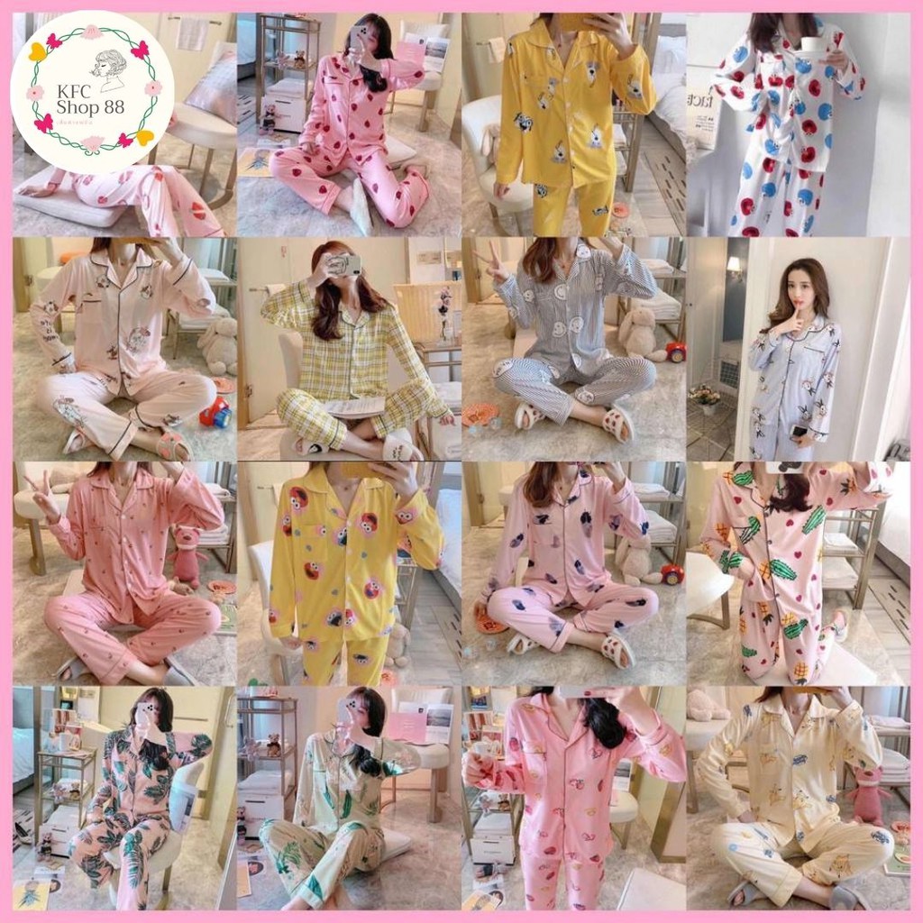 มี 20 ลาย ชุดนอนคุณหนู แขน-ขายาว กระดุมหน้า ผ้าคอตตอน ผ้านิ่มมากๆ มี 4ไซส์ #3-ชุดนอนคุณหนู