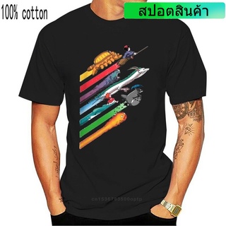 เสื้อยืด พิมพ์ลายการ์ตูน Miyazaki Spirited Away Ponyo My Neighbor Totoro Catbus Kiki สําหรับผู้ชาย DF4565SD