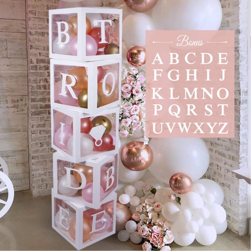 กล่องลูกโป่งตัวอักษร A-Z สีขาวใส เหมาะสำหรับตกแต่งบ้าน งานแต่งงาน งานเลี้ยงวันเกิด วันครบรอบ
