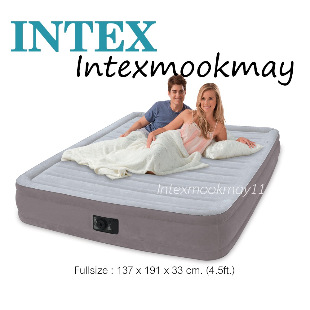 Intex 67768 Comfort Plush Queen ที่นอนเป่าลมปั้มลมในตัวขนาด 4.5 ฟุต ...