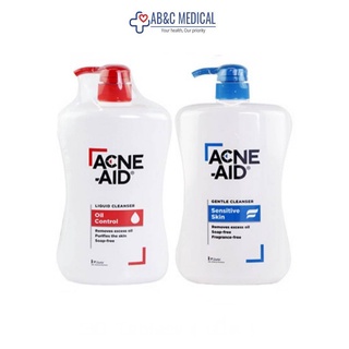 Acne-aid gentle cleanser 500ml สีฟ้า / liquid สีแดง acneaid acne aid 1แอคเน่เอด คลีนเซอร์ ทำความสะอาดผิว