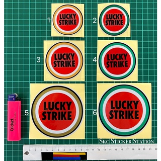 Lucky strike (มี 3 ขนาด) &lt;สีทอง / สีเขียว&gt; สติกเกอร์ตัด ลายสะท้อนแสง luckystrike lucky strike