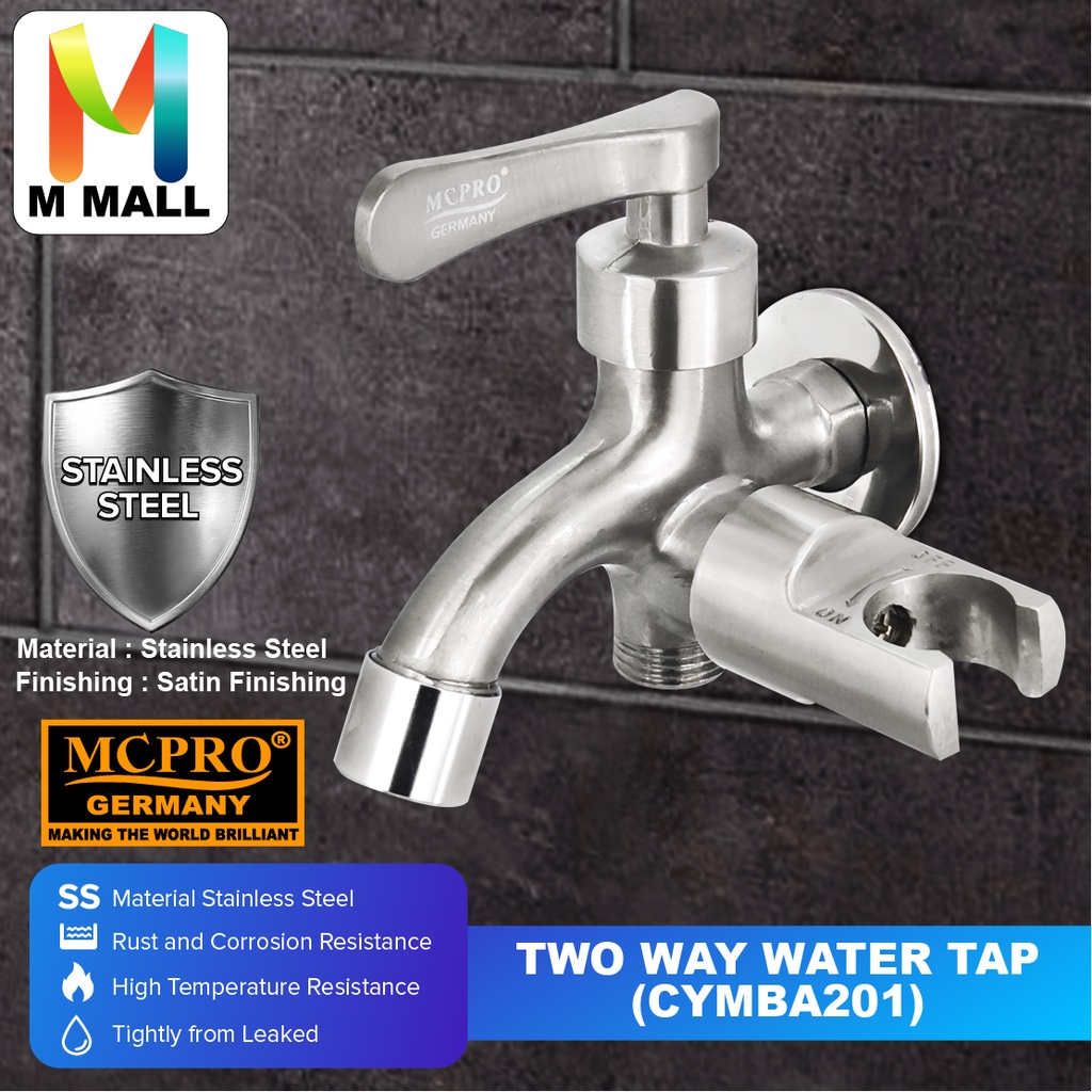 MCPRO STAINLESS STEEL BATHROOM TWO WAY WATER TAP - CYMBA201 (สีเงิน) / SSGY2006 (GUN GREY)
