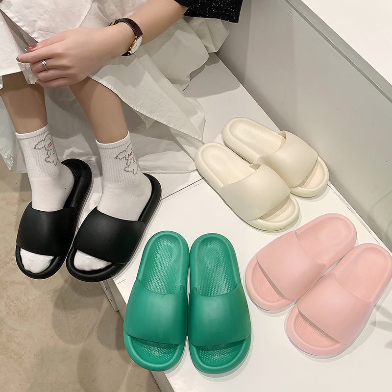 LGShoes 💫รองเท้าแตะแบบสวม สีพื้น ดูอวบๆนุ่มนิ่มสวมใส่สบาย เรียบๆสวมใส่อยู่บ้านหรือใส่ที่ทำงานชิวสุดๆ 🔥🔥 🛒