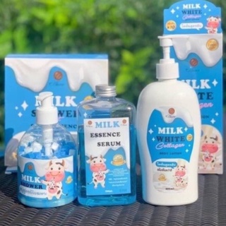 สบู่สูตร ลับเฉพาะ (น้ำนม)Milk Shower+Milk Essenec Serum 500ml #มีของพร้อมส่ง (สีฟ้า)