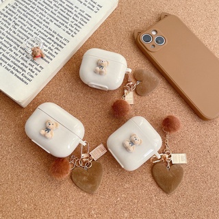 เคส สําหรับ airpods pro gen 2 1 2 3 pro รูปหมีน่ารัก กันกระแทก พวงกุญแจ