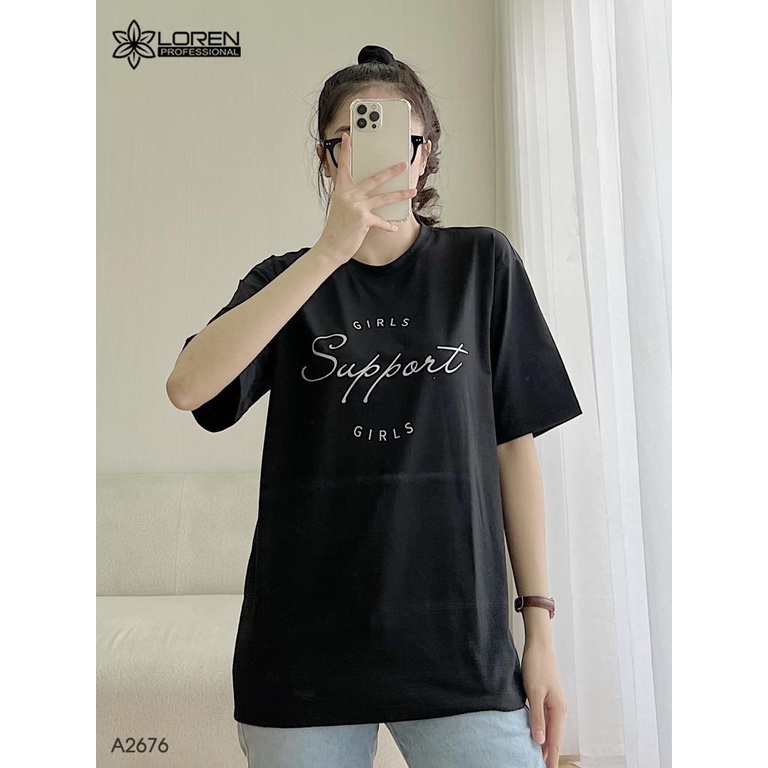 LOREN เสื้อยืดเด็กผู้หญิงสีดํา A2676