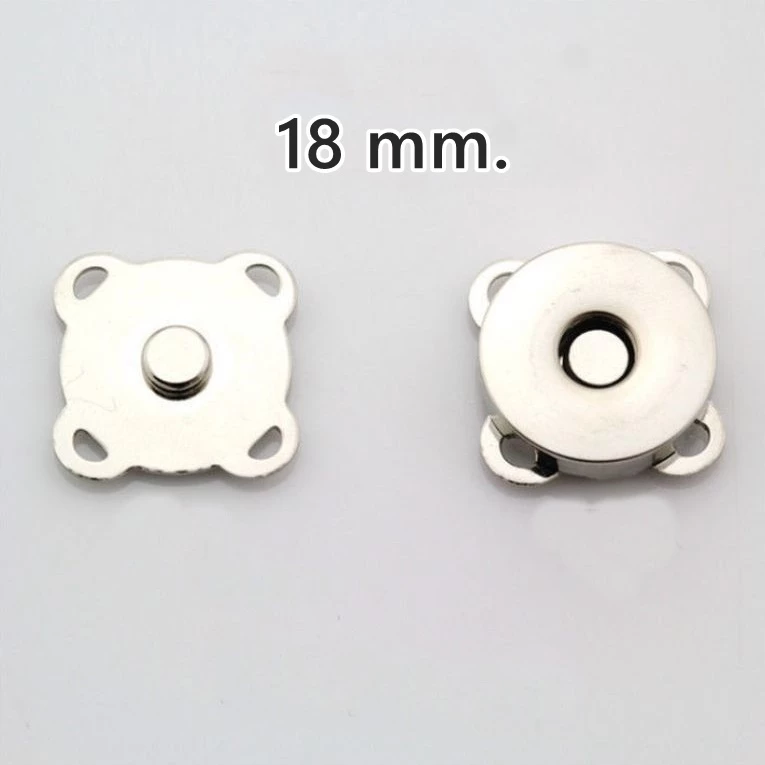 กระดุมแม่เหล็ก แบบเย็บ สีเงิน ขนาด 18 mm. (1ชุด)