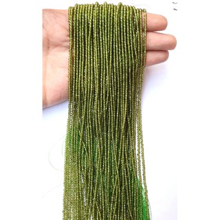 พลอยเพอริดอท 1 เส้น ขนาด 2.1 มม. อะไหล่ร้อยเครื่องประดับ เกรด AAA Peridot Rondelle Faceted Beads