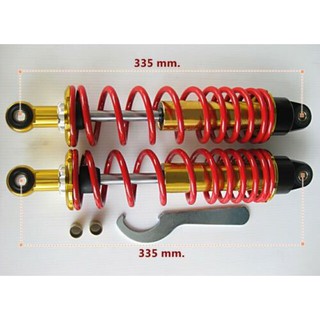 YAMAHA CHAPPY LB50 LB80 REAR SHOCK ALUMINIUM "GOLD" LH&amp;RH (2 PCS) // โช๊คอัพ โช๊คหลัง สีทอง สปริงแดง CHAPPY / CHIPPY