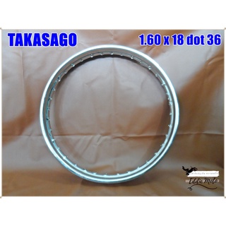 วงล้อ "TAKASAGO" WHEEL size 1.6x18 (DOT36) (1 PCS) // วงล้อมอเตอร์ไซค์ คุณภาพมาตรฐาน 36 รู ขนาด 18x1.60 "เหล็กชุบ"