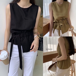 🌈🌿🌸🌺🌼🧡🤎🇰🇷 Cotton Sleeveless Bow Top