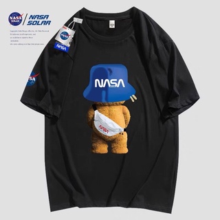 เสื้อยืดแขนสั้น ผ้าฝ้ายแท้ พิมพ์ลายหมี Nasa SOLAR Co-Branded แฟชั่นฤดูใบไม้ผลิ สําหรับผู้ชาย และผู้หญิง huaxiangli: main7.18 2022