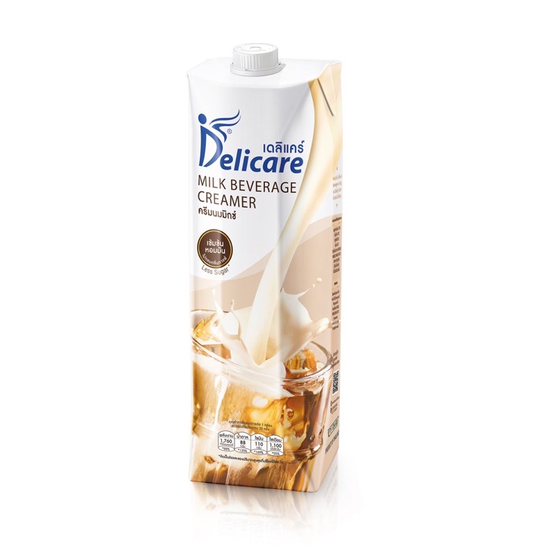 เดลิแคร์ ครีมนมมิกซ์ (1000ml) DELICARE Milk Baverage Creamer ครีมนมเติมกาแฟและเครื่องดื่ม ทำเบเกอรี่ หวานน้อย