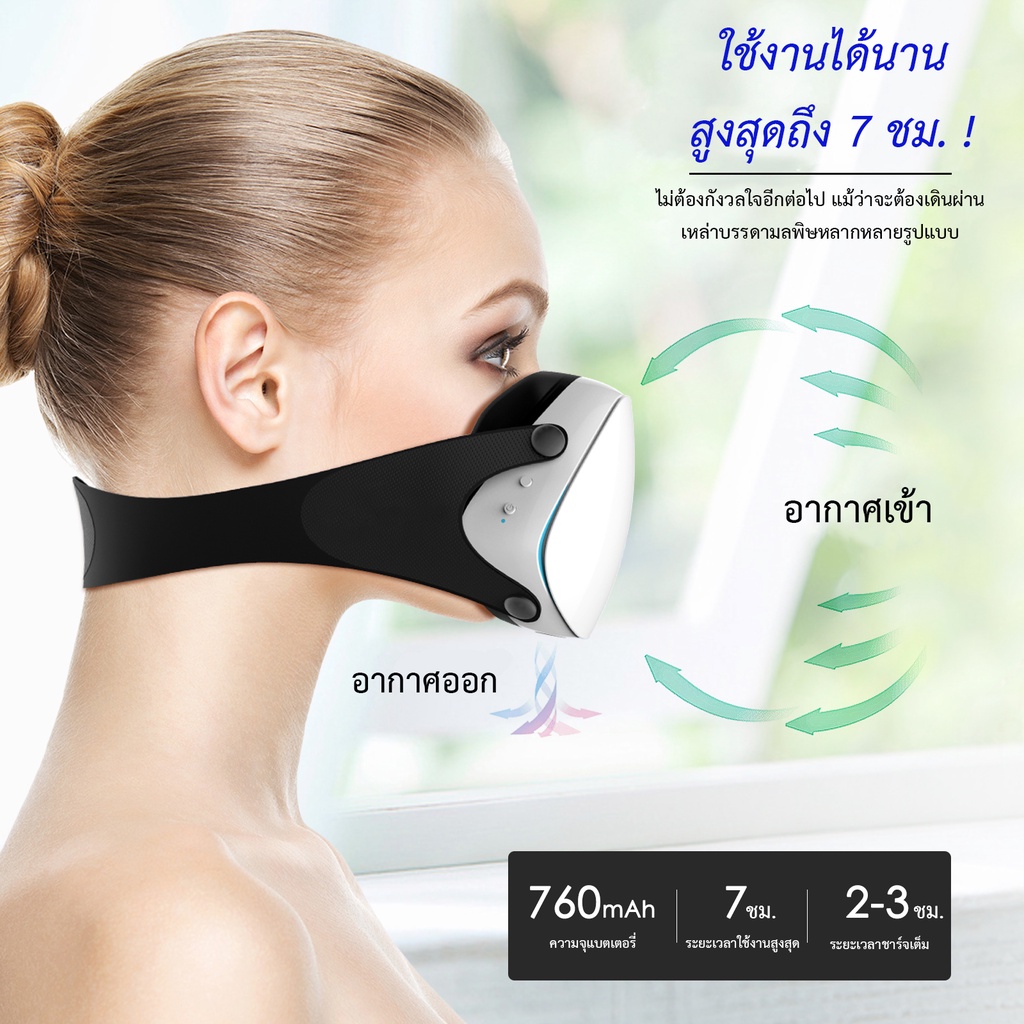 หน้ากากพัดลมอัจฉริยะ หน้ากากเครื่องฟอกอากาศไฟฟ้า 4Ply แบบชาร์จไฟฟ้า ฟอกอากาศที่มีฝุ่นขนาดเล็ก PM 2.5