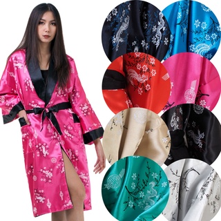 ชุดคลุมนอน ชุดคลุมอาบน้ำ ชุดคลุมผ้าซาติน ชุดกิโมโนปักมังกร ชุดคลุมกิโมโน Robe Dressing Gown Dragon Kimono