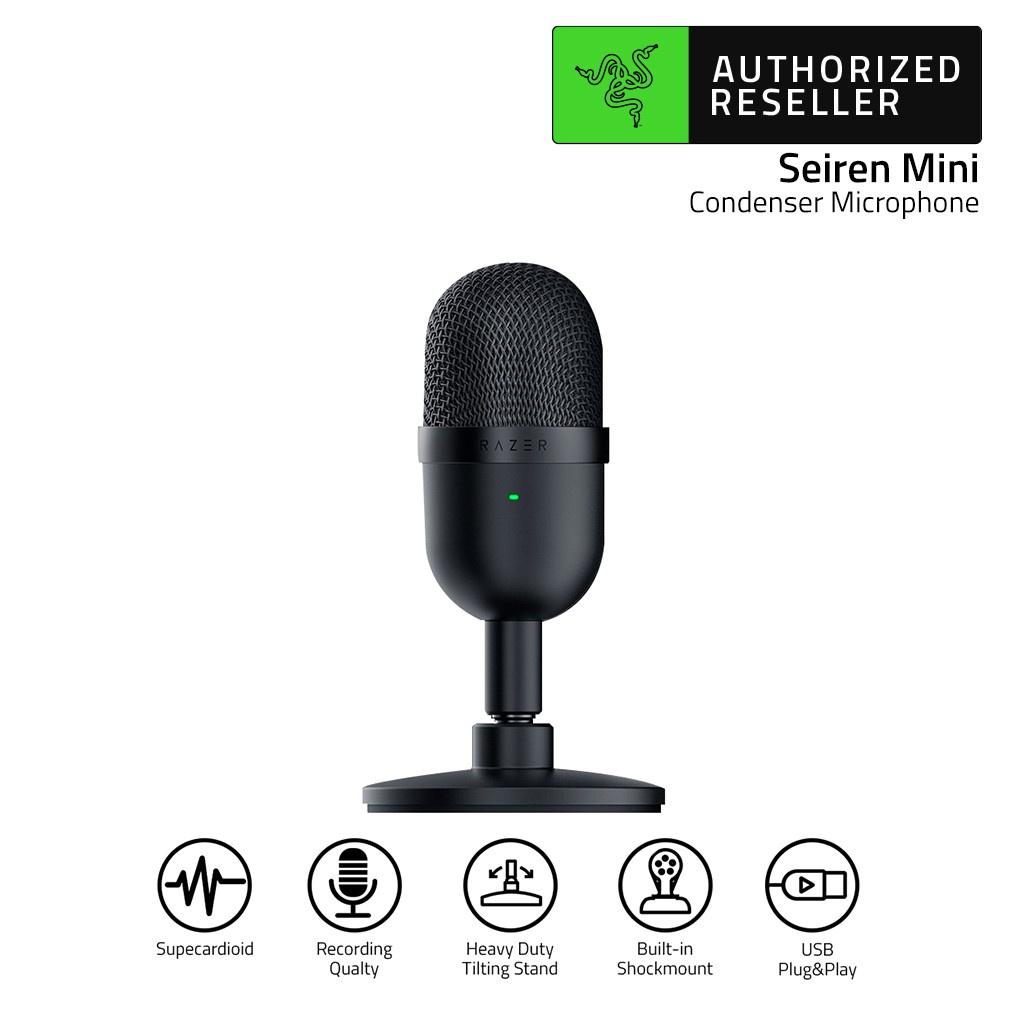 Razer Seiren Mini USB Microphone Condenser Supercardioid Ultra-Compact Streaming Microphone (ไมโครโฟน) HT-BLACKSHARK-V2