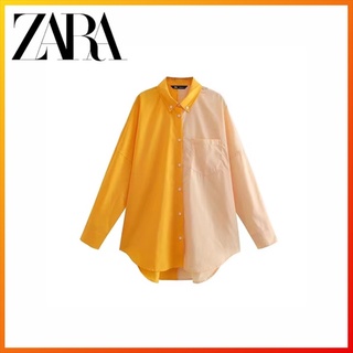 Zara ใหม่ เสื้อเชิ้ต สีตัดกัน แฟชั่นฤดูร้อน