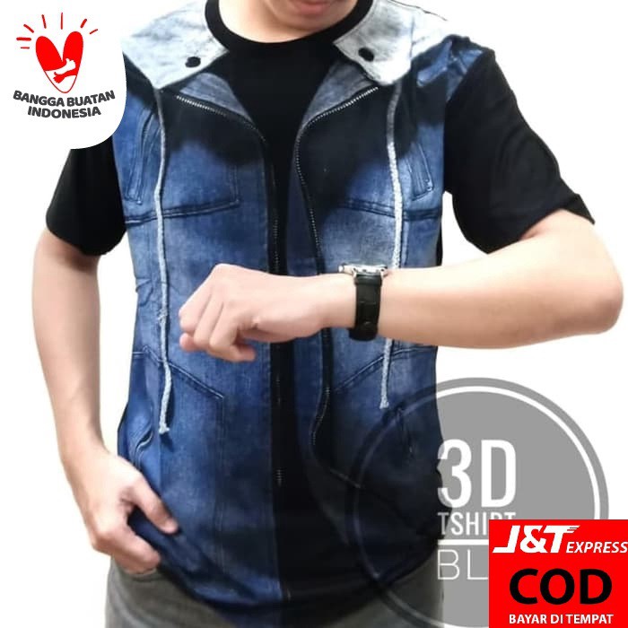 3D JACKET ชุดสูทเสื้อยืดชายเสื้อ distro DENIM BUTTONS
