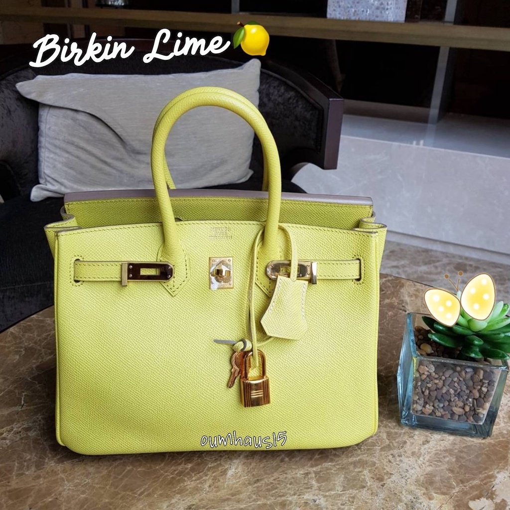กระเป๋าถือยอดนิยม birkin Yellow Lime 25"