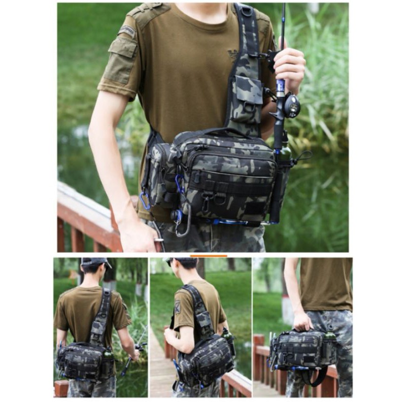 รุ่น A Fishing bag กระเป๋าตกปลา กระเป๋าผู้ชาย ใส่อุปกรณ์ตกปลา ใส่เบ็ดได้ 1 คัน ใส่ของได้เยอะ กันน้ำได้ ไม่รงรัง