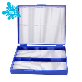 Royal Blue Plastic Rectangle Hold 100 Microslide Slide Microscope Box