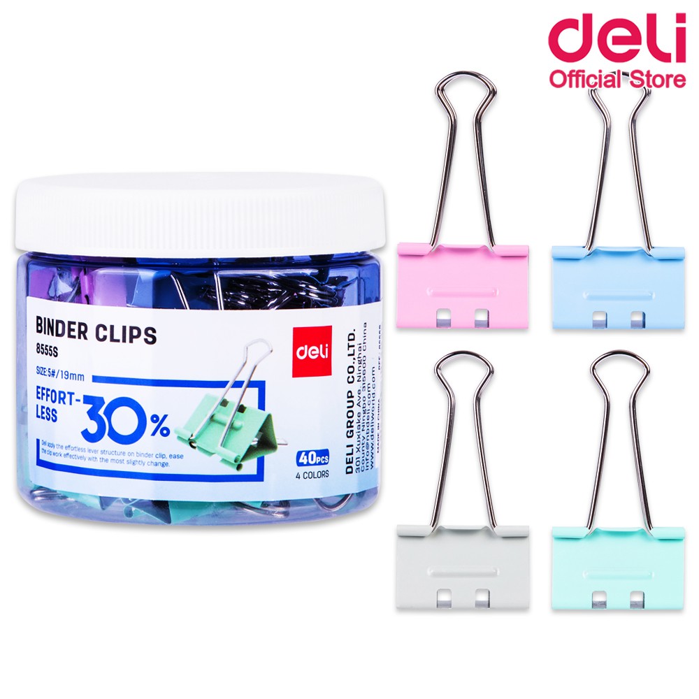 คลิปหนีบกระดาษ Deli ขนาด 50mm แพ็ค 12 ชิ้น/กระปุก คลิป คลิปดำ อุปกรณ์สำนักงาน เครื่องเขียน พร้อมส่ง