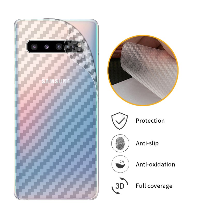 ฟิล์มหลังลาย 3D Carbon Fiber Samsung Galaxy s10/s10e/s10+ Full coverage and full protection บาง 0.09