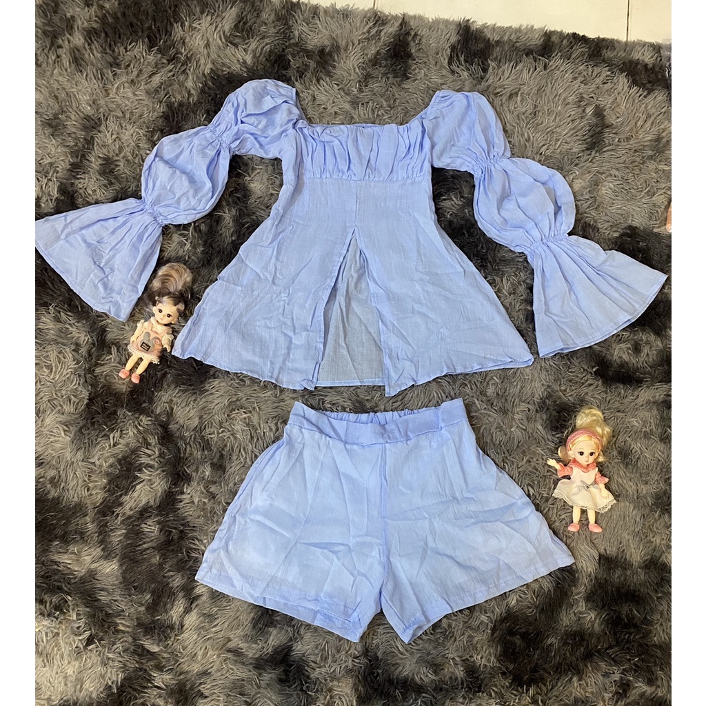 Set2​ชิ้น​ เสื้อคุณ​ญาญ่า​แขนยาว+กางเกงขาสั้น​ ทรงนี้ยังไม่มีเอ๊าส์​