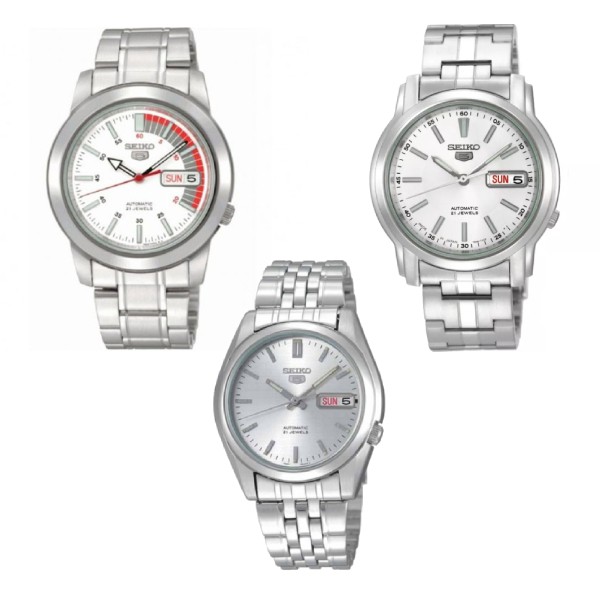 Seiko 5 Sport Automatic นาฬิกาข้อมือผู้ชาย สายแตนเลส สีเงิน  รุ่น SNK355K,SNK355K1,SNK369K,SNKL75K1