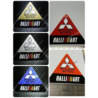 สติ๊กเกอร์สามเหลี่ยม ลาย MITSUBISHI RALLI ART ติดรถ แต่งรถ sticker มิตซูบิชิ แรลลี่อาร์ท ralliart สามเหลี่ยม แดง น้ำเงิน