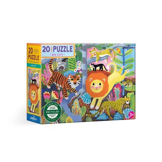 eeBoo Big Cats 20 Pc Big Puzzle - จิ๊กซอว์สิงโตและเสือชนิดต่างๆ แบบ 20 ชิ้น