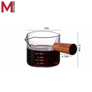 M KITCHEN MB75 แก้วตวงชงกาแฟ ด้ามจับไม้ ขนาด 75ml (A5)