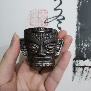 ◈☃Sanxingdui อธิษฐานขอพรนักบวชวัฒนธรรมและงานฝีมือสร้างสรรค์ของที่ระลึกเครื่องประดับขนาดเล็กแนวตั้งไม้หน้ากากทรายสีม่วงฝา