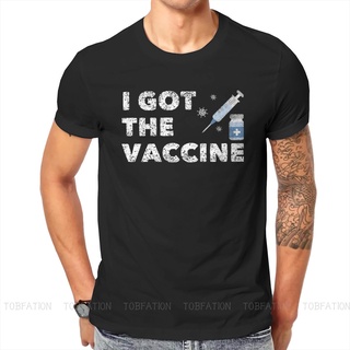 เสื้อยืดคอกลม ผ้าฝ้าย พิมพ์ลาย I Got The Vaccine สไตล์วินเทจ ขนาดใหญ่ สําหรับผู้ชาย 2022