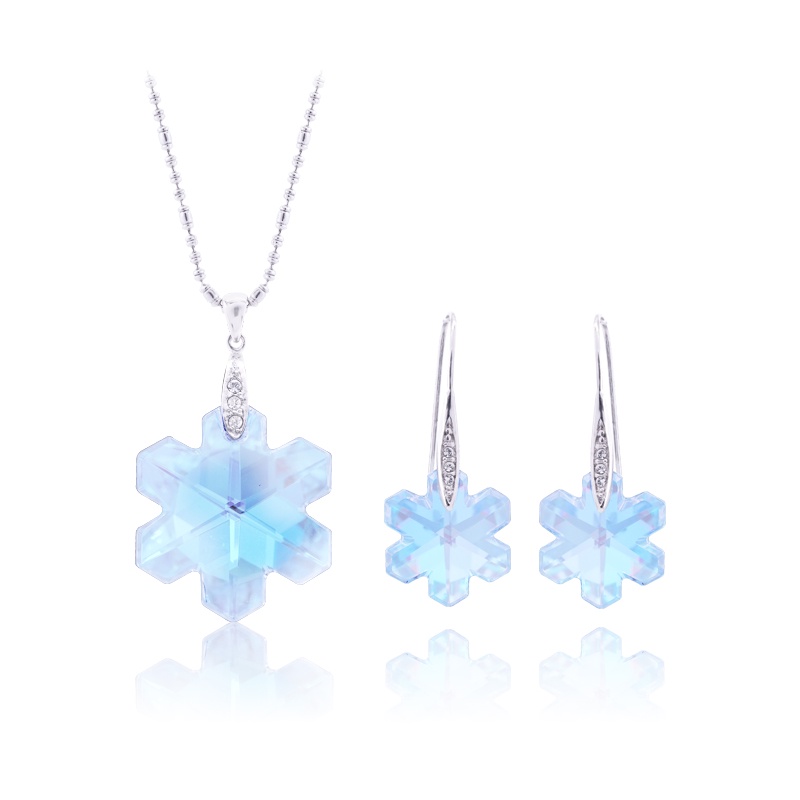 12VICTORY S0242-03G สร้อยคอพร้อมต่างหูแฟชั่น เครื่องประดับผู้หญิง ประดับคริสตัลนำเข้าจากประเทศออสเตร