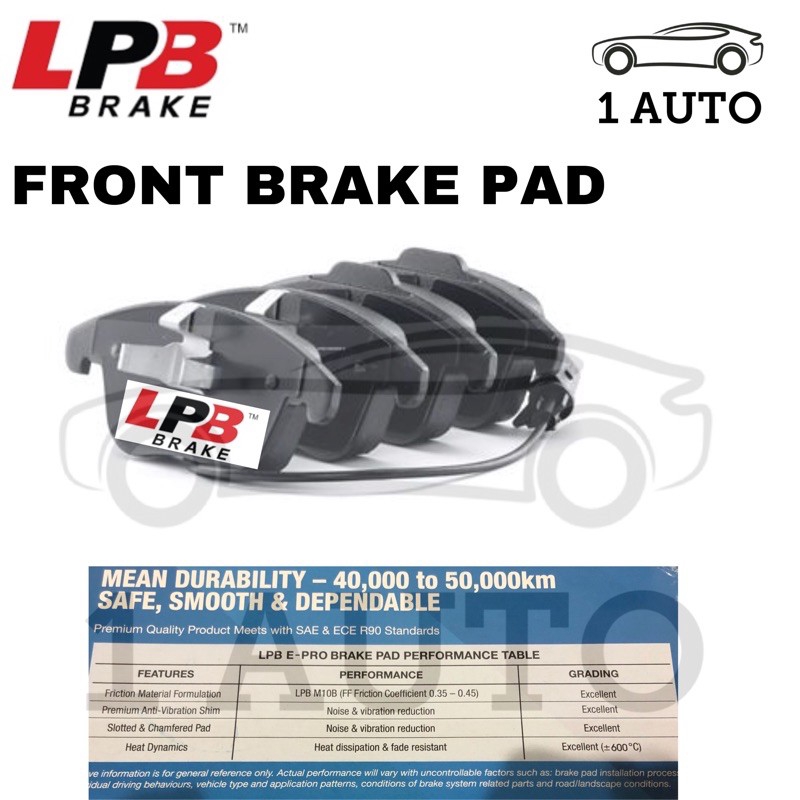 LPB E-PRO SEMI METALLIC ผ้าเบรคหน้า AUDI A4 B8 (8K2) 1.8 TFSI A5 (8T3) 1.8 TFSI A5 SPORTBACK 2.0