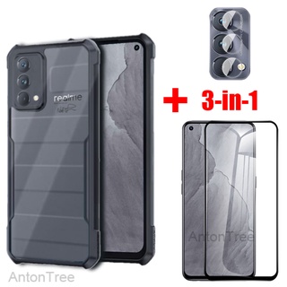 Realme Gt กระจกนิรภัย 3 In 1 + ฟิล์มกันกระแทก + เลนส์กล้อง + กระเป๋าลมกันกระแทก