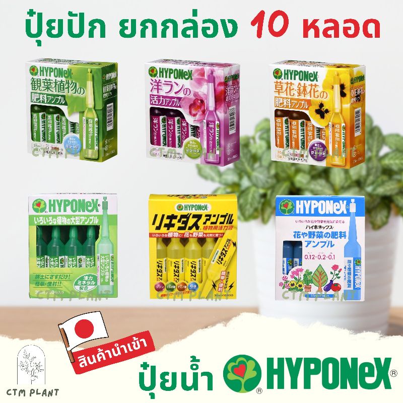 พร้อมส่ง‼️Hyponex ปุ๋ยปัก (Hyponex Ampoule) ยกกล่อง 10 หลอด ปุ๋ยน้ำจากประเทศญี่ปุ่น  ปุ๋ยปักญี่ปุ่น