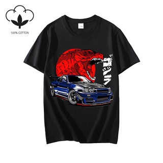 COD GILDAN เสื้อยืด เสื้อยืดแขนสั้นผ้าฝ้ายพิมพ์ลายกราฟฟิก Gtr R34 Godzilla สําหรับผู้ชาย S-5XL เสื้อยืดผ้าฝ้าย