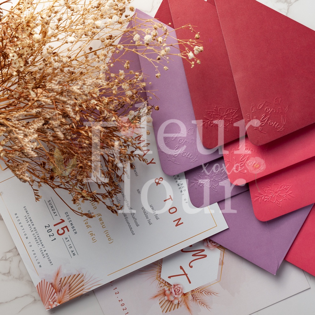 ซองใส่การ์ดงานแต่ง ซองปั๊มนูน 4x9 นิ้ว For You / Flower - รูปที่ 3